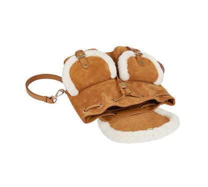 AUSTRALIAN SHEPHERD® Women Fluffy Wool Adjustable Strap Drawstring Charlie Backpack-PEROZ Accessories