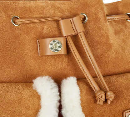 AUSTRALIAN SHEPHERD® Women Fluffy Wool Adjustable Strap Drawstring Charlie Backpack-PEROZ Accessories