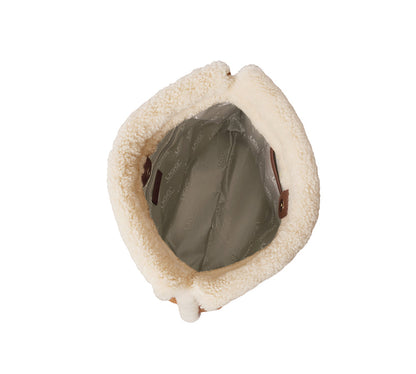 AUSTRALIAN SHEPHERD Women Suede Shearling Over Shoulder Tote Bag Diana-Bags-PEROZ Accessories