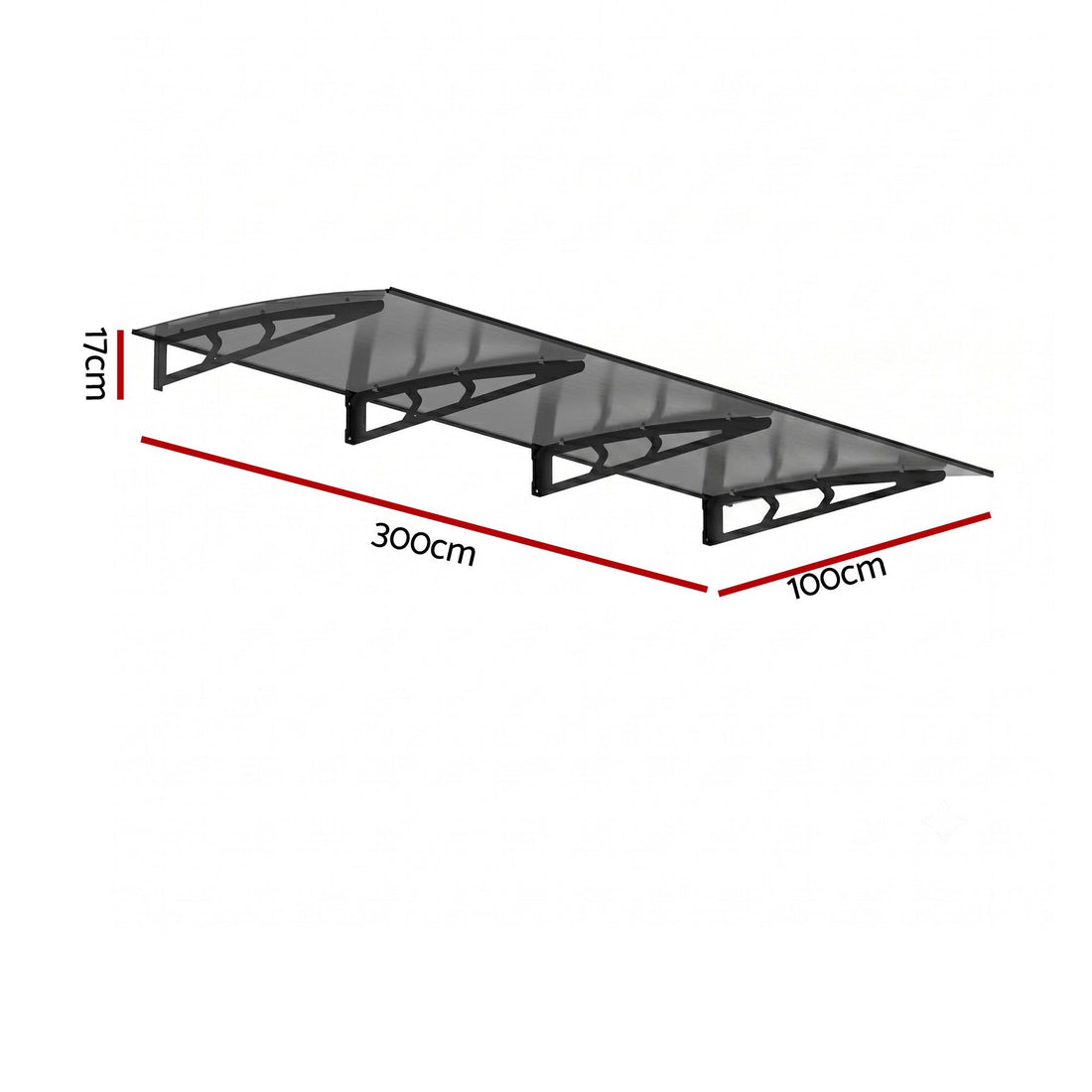 Instahut Window Door Awning Canopy 1m x 3m Grey Solid Sheet Metal Frame-Home &amp; Garden > Shading > Awnings-PEROZ Accessories