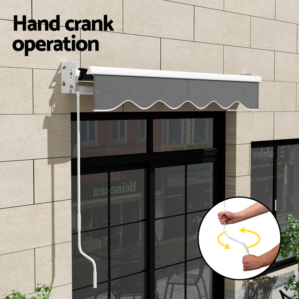 Instahut Retractable Folding Arm Awning Manual Sunshade 2Mx1.5M Grey-Home &amp; Garden &gt; Shading-PEROZ Accessories