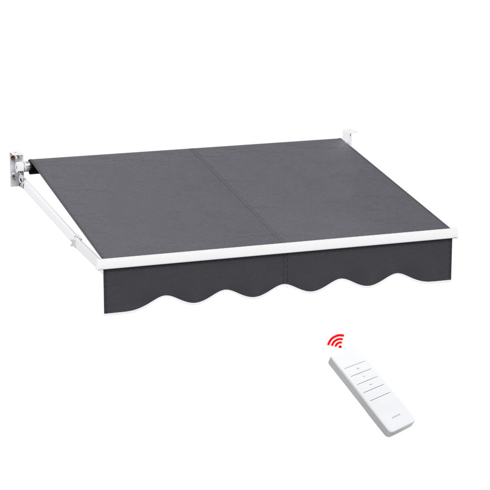 Instahut Retractable Folding Arm Awning Motorised Sunshade 2Mx1.5M Grey-Home &amp; Garden &gt; Shading-PEROZ Accessories