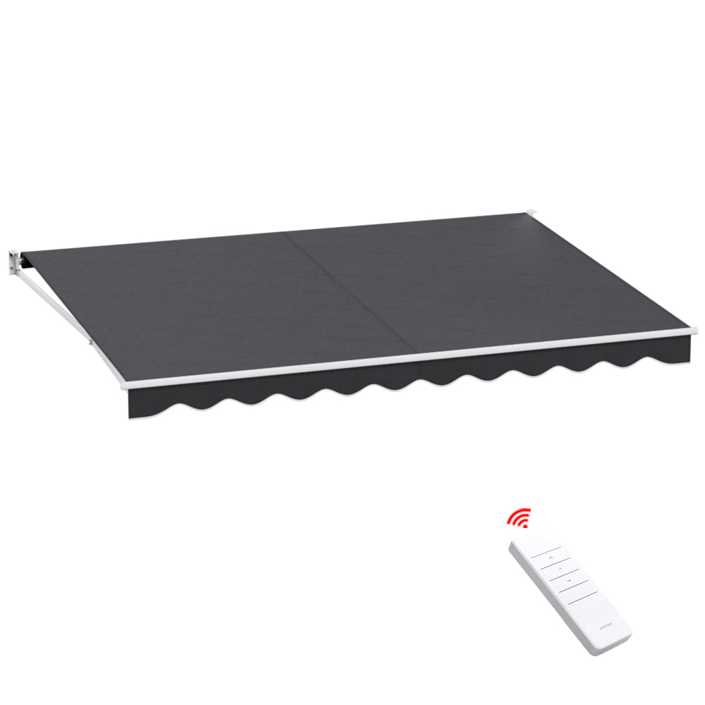 Instahut Retractable Folding Arm Awning Motorised Sunshade 4.5Mx3M Grey-Home &amp; Garden &gt; Shading-PEROZ Accessories