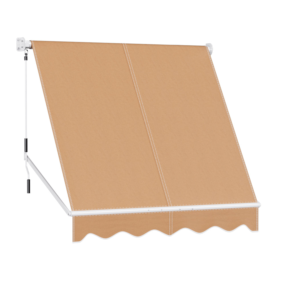 Instahut Window Fixed Pivot Arm Awning Outdoor Retractable Canopy 2.1X2.1M Beige-Home &amp; Garden &gt; Shading-PEROZ Accessories