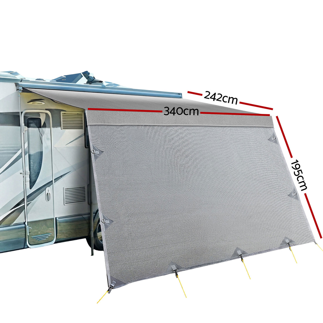Weisshorn 12ft Caravan Awning Fabric &amp; Privacy Screen RV Roll Out Sun Shade 3.4M-Outdoor Recreation > Camping > Caravan Accessories-PEROZ Accessories