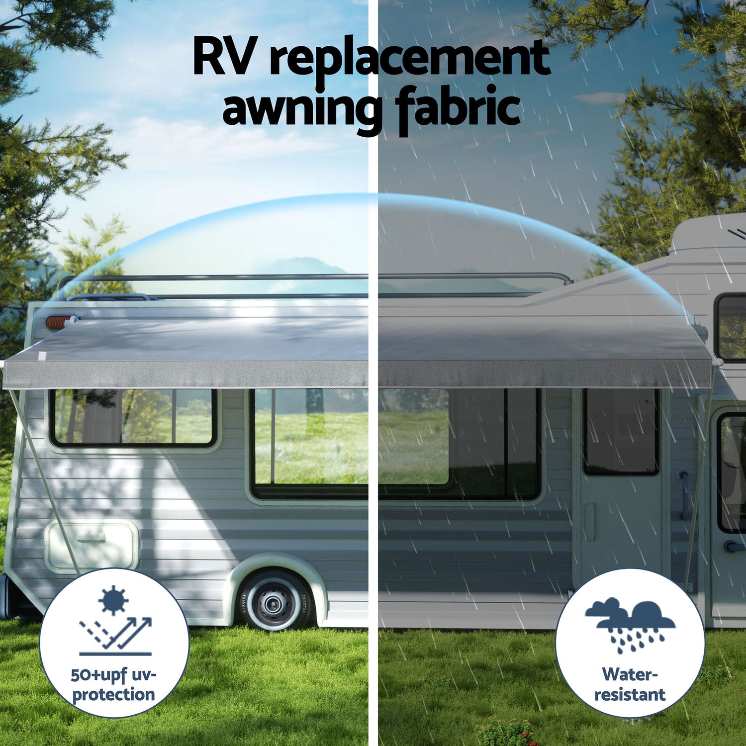Weisshorn 12ft Caravan Awning Fabric &amp; Privacy Screen RV Roll Out Sun Shade 3.4M-Outdoor Recreation > Camping > Caravan Accessories-PEROZ Accessories