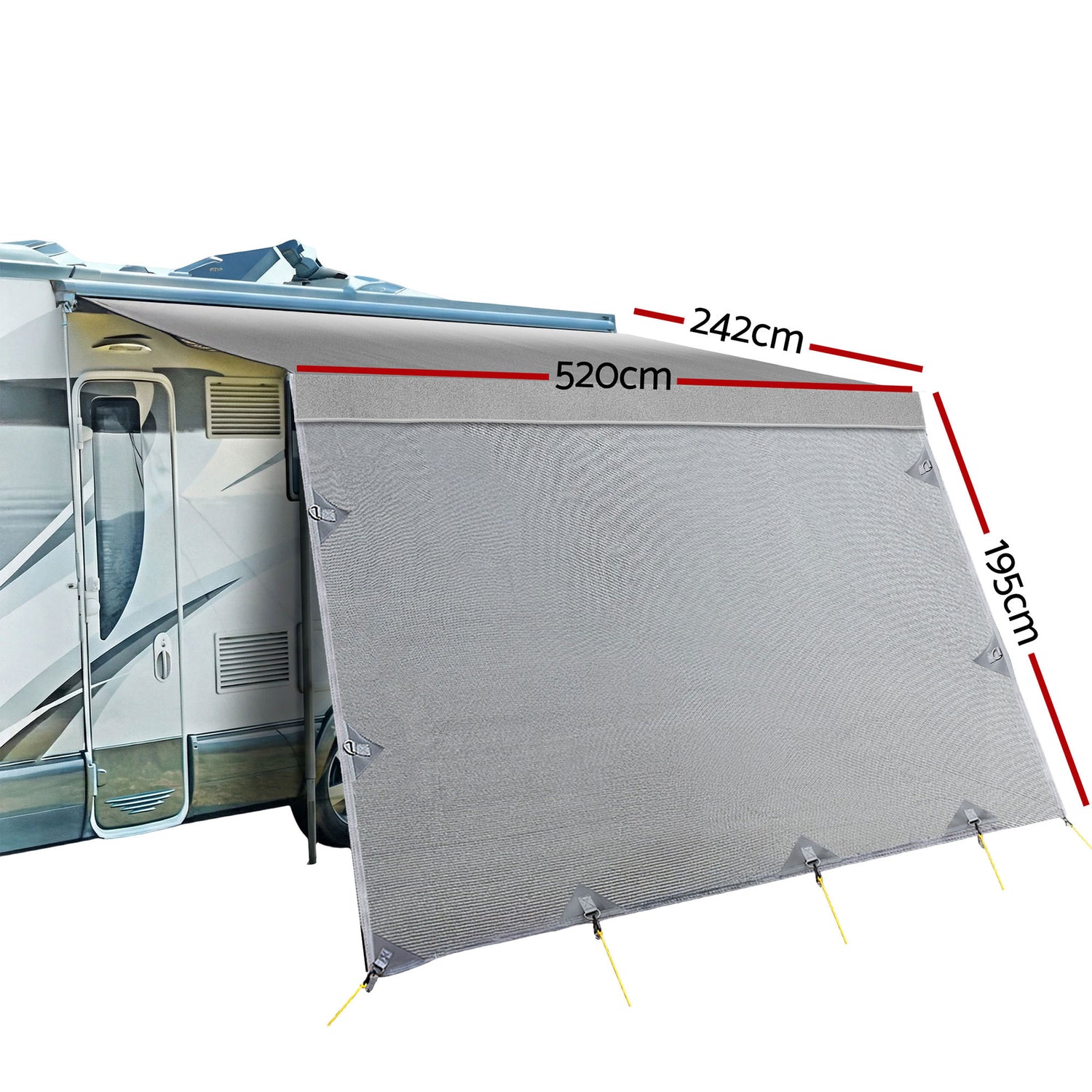 Weisshorn 18ft Caravan Awning Fabric &amp; Privacy Screen RV Roll Out Sun Shade 5.2M-Outdoor Recreation > Camping > Caravan Accessories-PEROZ Accessories