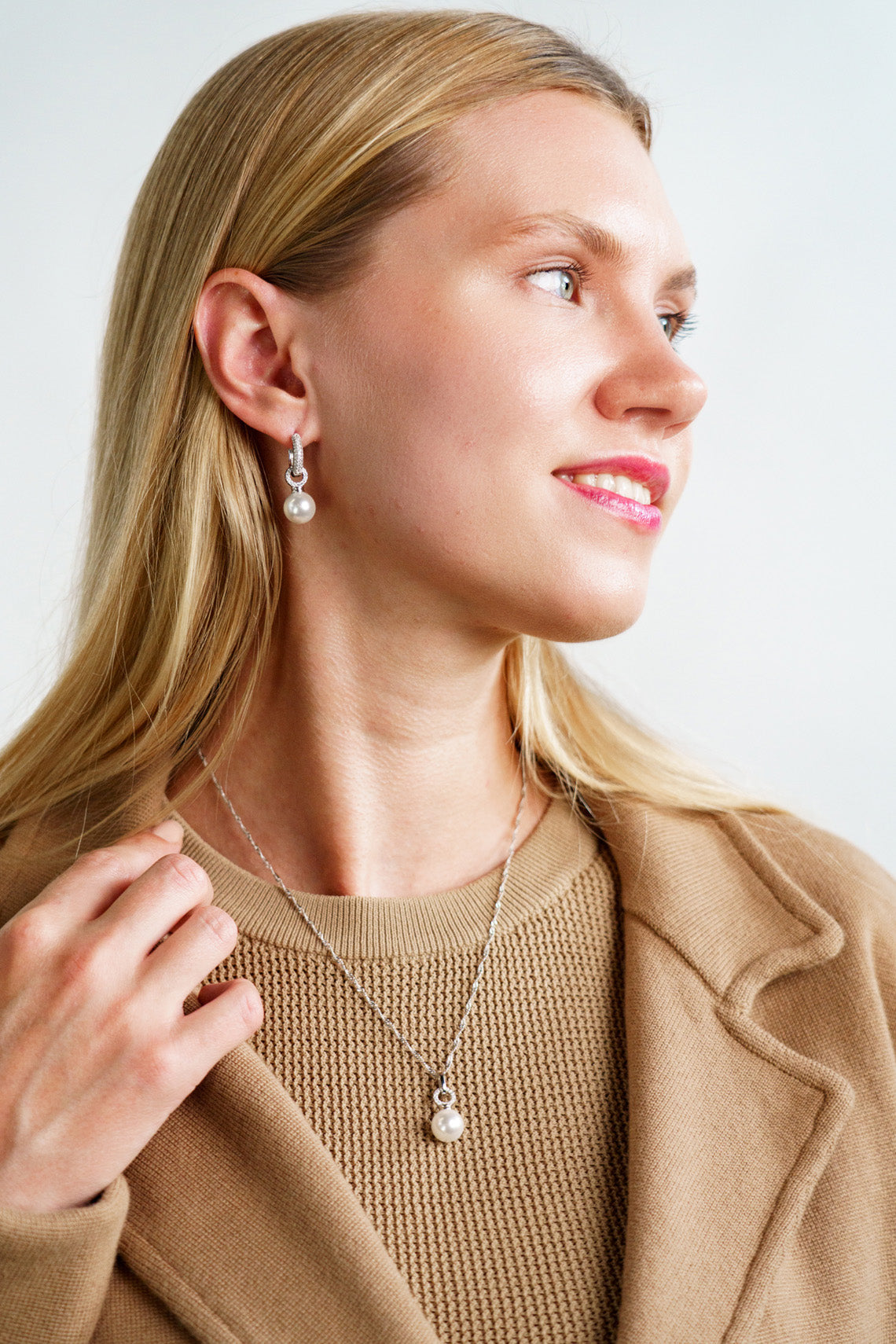 ADAGIO DUO HOOP PEARL EARRING SILVER-PEROZ Accessories