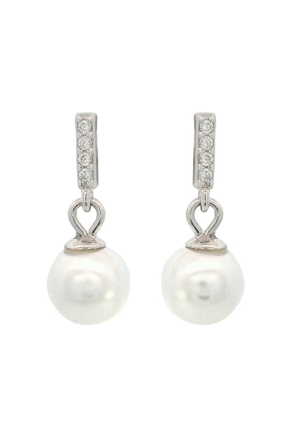 ADAGIO EFFORTLESS GLOW BAR DANGLE PEARL EARRINGS SILVER-PEROZ Accessories