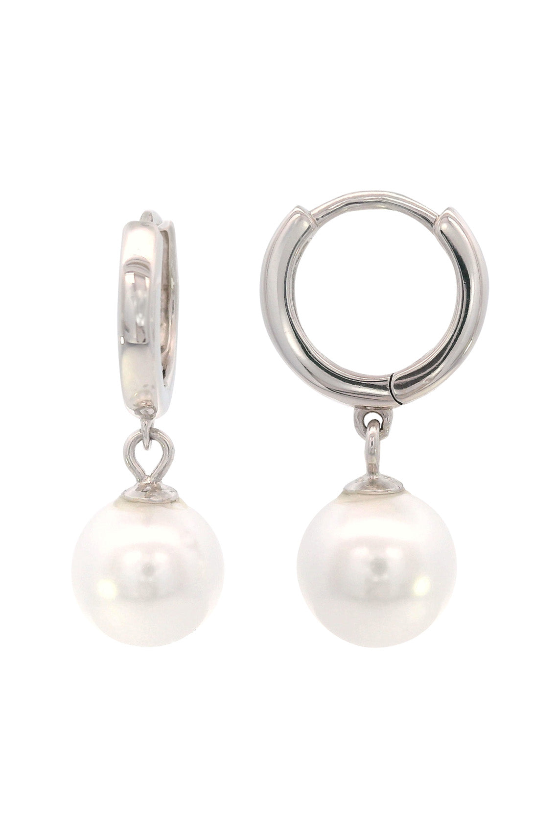ADAGIO NINE-2-FIVE PEARL HOOP EARRINGS SILVER-PEROZ Accessories