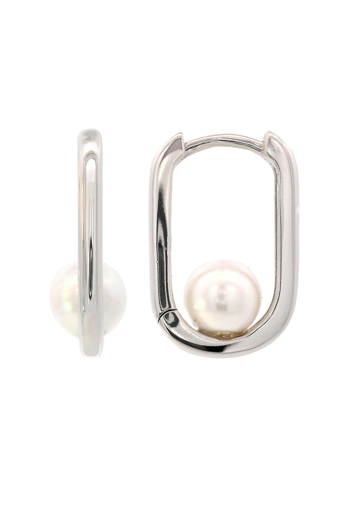 ADAGIO NINE-2-FIVE PEARL OVAL HOOPS SILVER-PEROZ Accessories