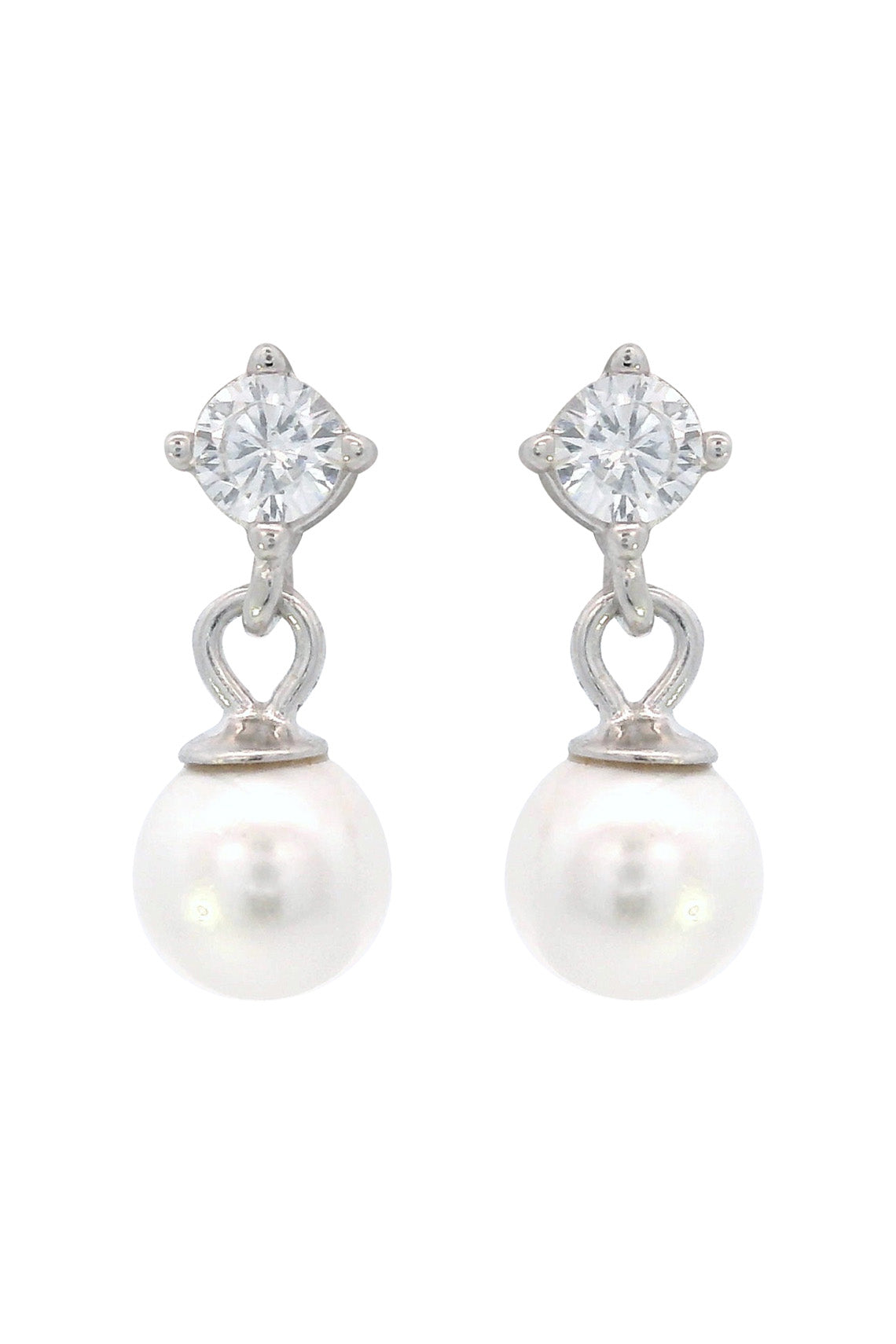 ADAGIO TOUCH OF SPARKLE DANGLE DROP PEARL EARRINGS SILVER-PEROZ Accessories