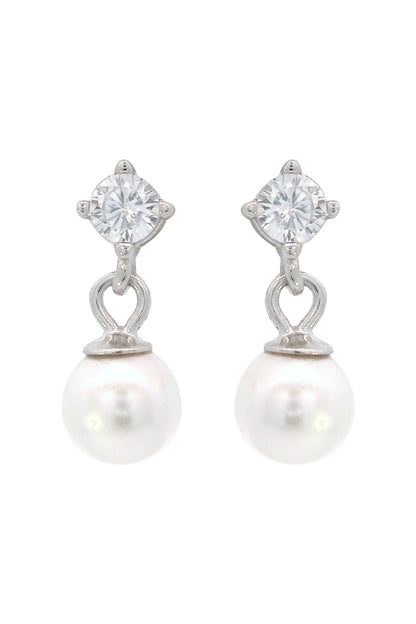 ADAGIO TOUCH OF SPARKLE DANGLE DROP PEARL EARRINGS SILVER-PEROZ Accessories