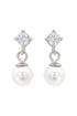 ADAGIO TOUCH OF SPARKLE DANGLE DROP PEARL EARRINGS SILVER-PEROZ Accessories