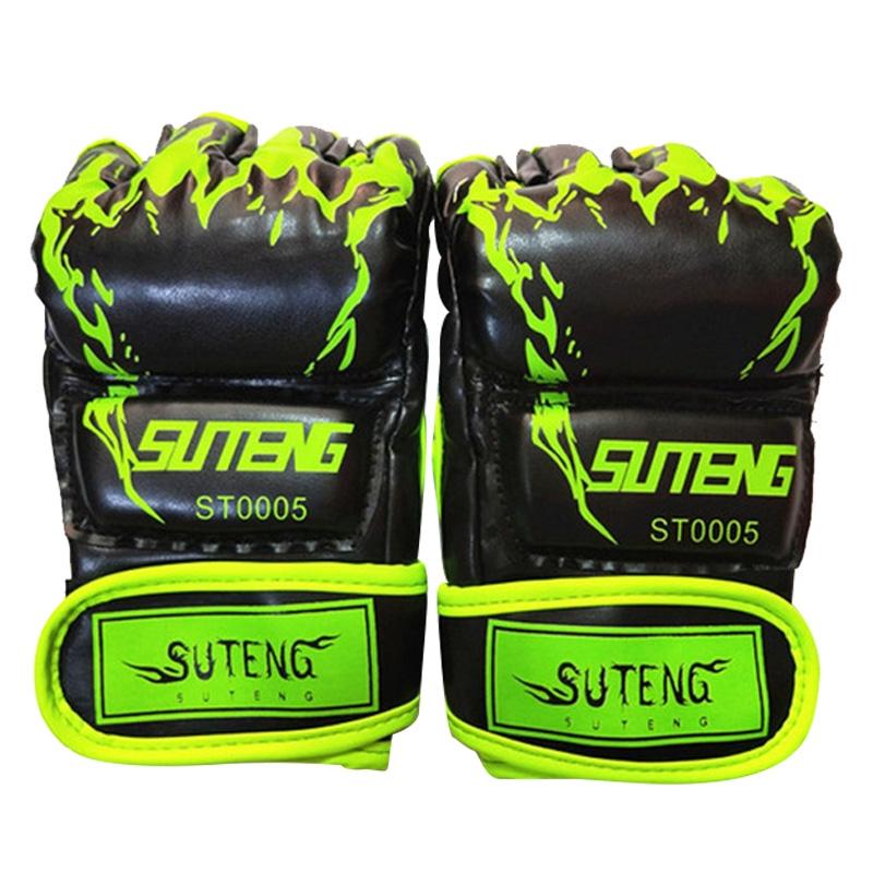 Adult Half-Finger Boxing Gloves For Training - Green-Sports &amp; Fitness > Exercise, Gym &amp; Fitness > Boxing &amp; Martial Arts-PEROZ Accessories