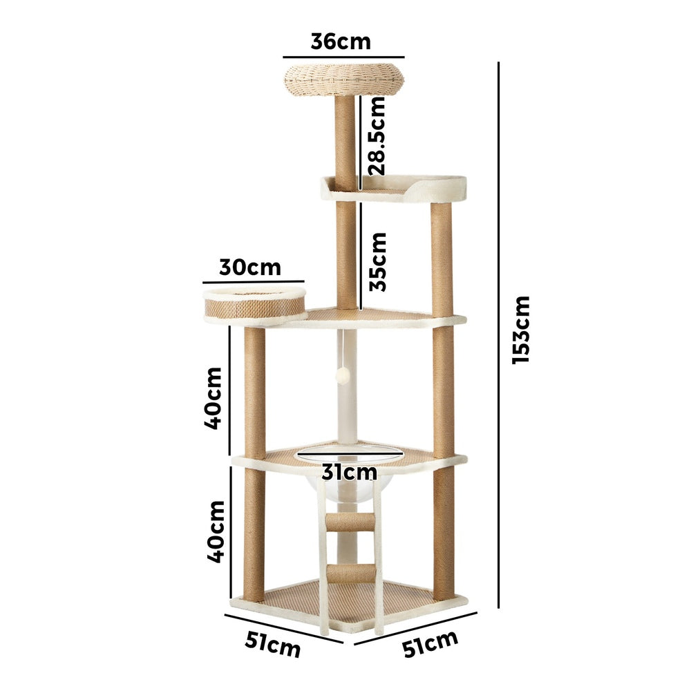 Alopet Cat Tree Rattan Cat Scratching Post 153CM-Cat Tree-PEROZ Accessories
