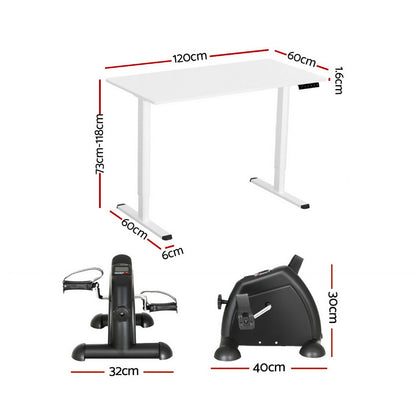 Artiss 120cm Electric Standing Desk with Mini Peal Exercise Bike Home Office-Furniture > Office > Office &amp; Desk Chairs-PEROZ Accessories