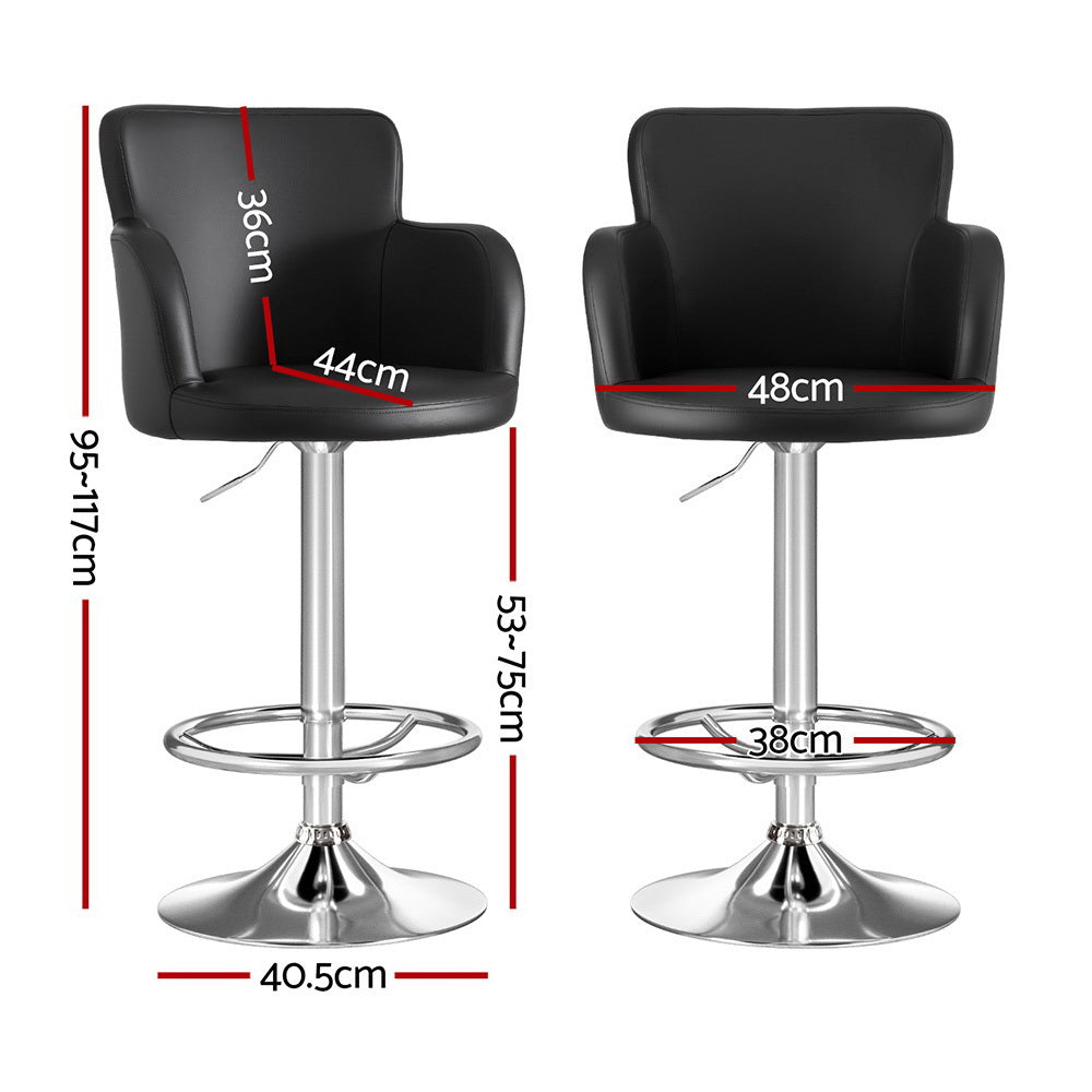 Artiss 1x Leather Bar Stools Swivel Adjustable Gas Lift PU Counter Chairs Black-Furniture > Bar Stools &amp; Chairs > Table &amp; Bar Stools-PEROZ Accessories