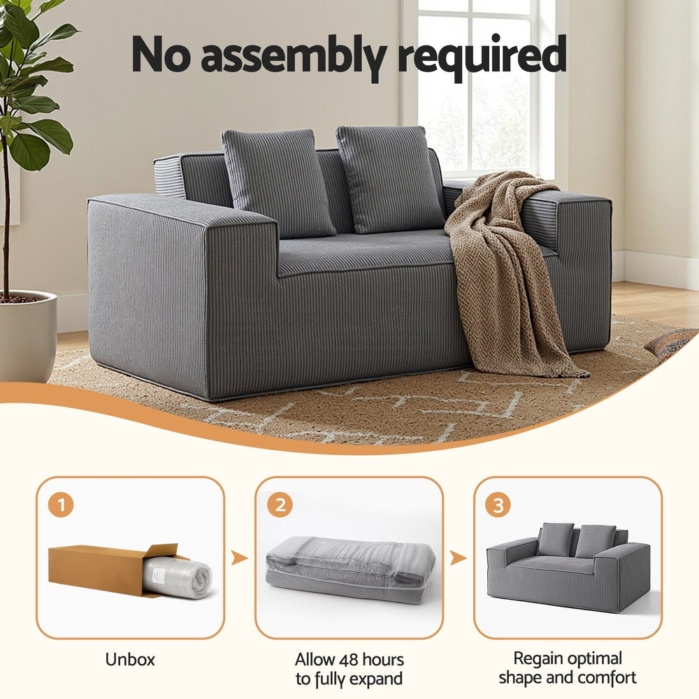 Artiss 2 Seater Sofa Loveseat Sofas Bed Couch No Assembly Corduroy Small Couches Apartement-Furniture > Sofas > Sofas &amp; Sofa Beds-PEROZ Accessories