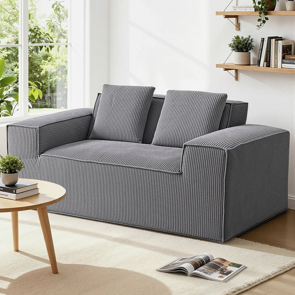Artiss 2 Seater Sofa Loveseat Sofas Bed Couch No Assembly Corduroy Small Couches Apartement-Furniture > Sofas > Sofas &amp; Sofa Beds-PEROZ Accessories