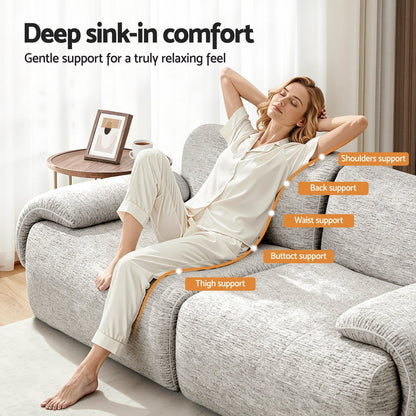 Artiss 2 Seater Sofa Modular Sectional Sofas Couch Bed No Assembly Living Room Grey-Furniture > Sofas > Sofas &amp; Sofa Beds-PEROZ Accessories