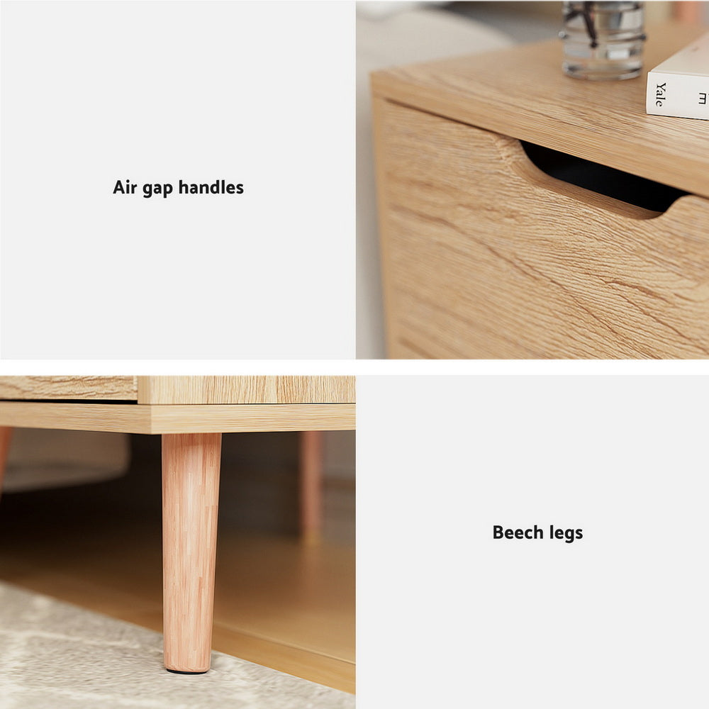 Artiss 2 x Bedside Table 2 Drawers - BODEN Pine-Furniture > Bedroom > Bedside Tables-PEROZ Accessories