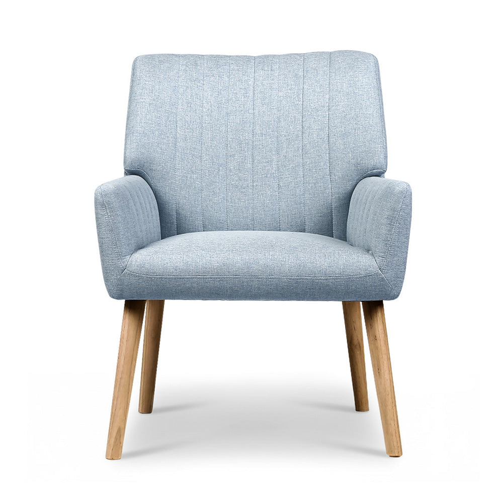 Artiss 2X Armchair Fabric Blue Grey-Furniture > Bar Stools &amp; Chairs > Arm Chairs &amp; Recliners-PEROZ Accessories