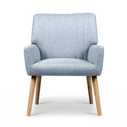 Artiss 2X Armchair Fabric Blue Grey-Furniture > Bar Stools &amp; Chairs > Arm Chairs &amp; Recliners-PEROZ Accessories