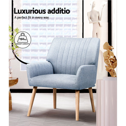 Artiss 2X Armchair Fabric Blue Grey-Furniture > Bar Stools &amp; Chairs > Arm Chairs &amp; Recliners-PEROZ Accessories