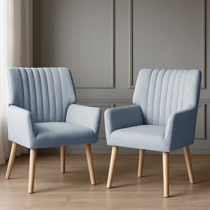 Artiss 2X Armchair Fabric Blue Grey-Furniture > Bar Stools &amp; Chairs > Arm Chairs &amp; Recliners-PEROZ Accessories