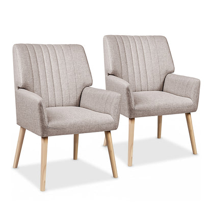 Artiss 2X Armchair Faux Fabric Beige-Furniture > Bar Stools &amp; Chairs > Arm Chairs &amp; Recliners-PEROZ Accessories
