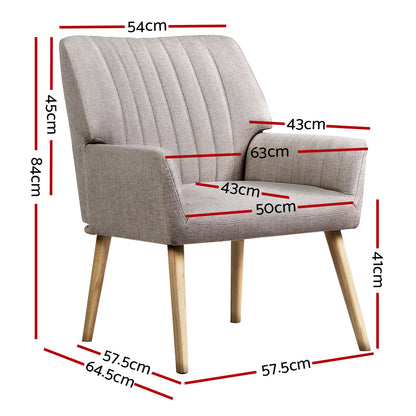 Artiss 2X Armchair Faux Fabric Beige-Furniture > Bar Stools &amp; Chairs > Arm Chairs &amp; Recliners-PEROZ Accessories