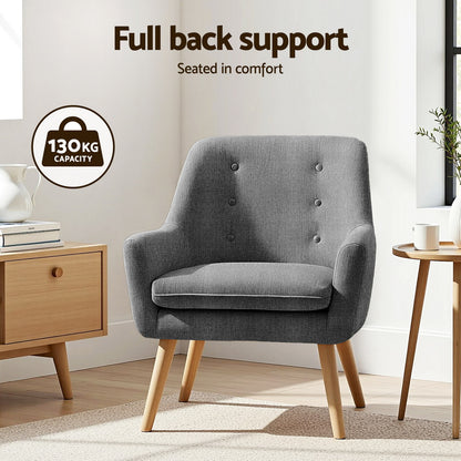 Artiss 2X Armchair Lounge Chair Accent Tub Chair Grey ANNE-Furniture > Bar Stools &amp; Chairs > Arm Chairs &amp; Recliners-PEROZ Accessories