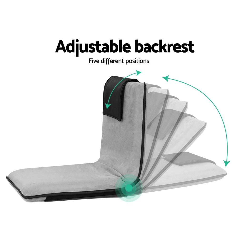 Artiss 2X Floor Lounge Sofa Bed Floor Cushion Velvet Grey-Furniture > Bar Stools &amp; Chairs > Arm Chairs &amp; Recliners-PEROZ Accessories