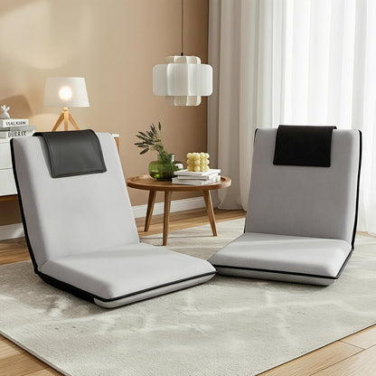 Artiss 2X Floor Lounge Sofa Bed Floor Cushion Velvet Grey-Furniture > Bar Stools &amp; Chairs > Arm Chairs &amp; Recliners-PEROZ Accessories