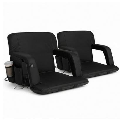 Artiss 2X Floor Lounge Sofa Bed With Armrest Heated Cushion-Furniture > Bar Stools &amp; Chairs > Arm Chairs &amp; Recliners-PEROZ Accessories