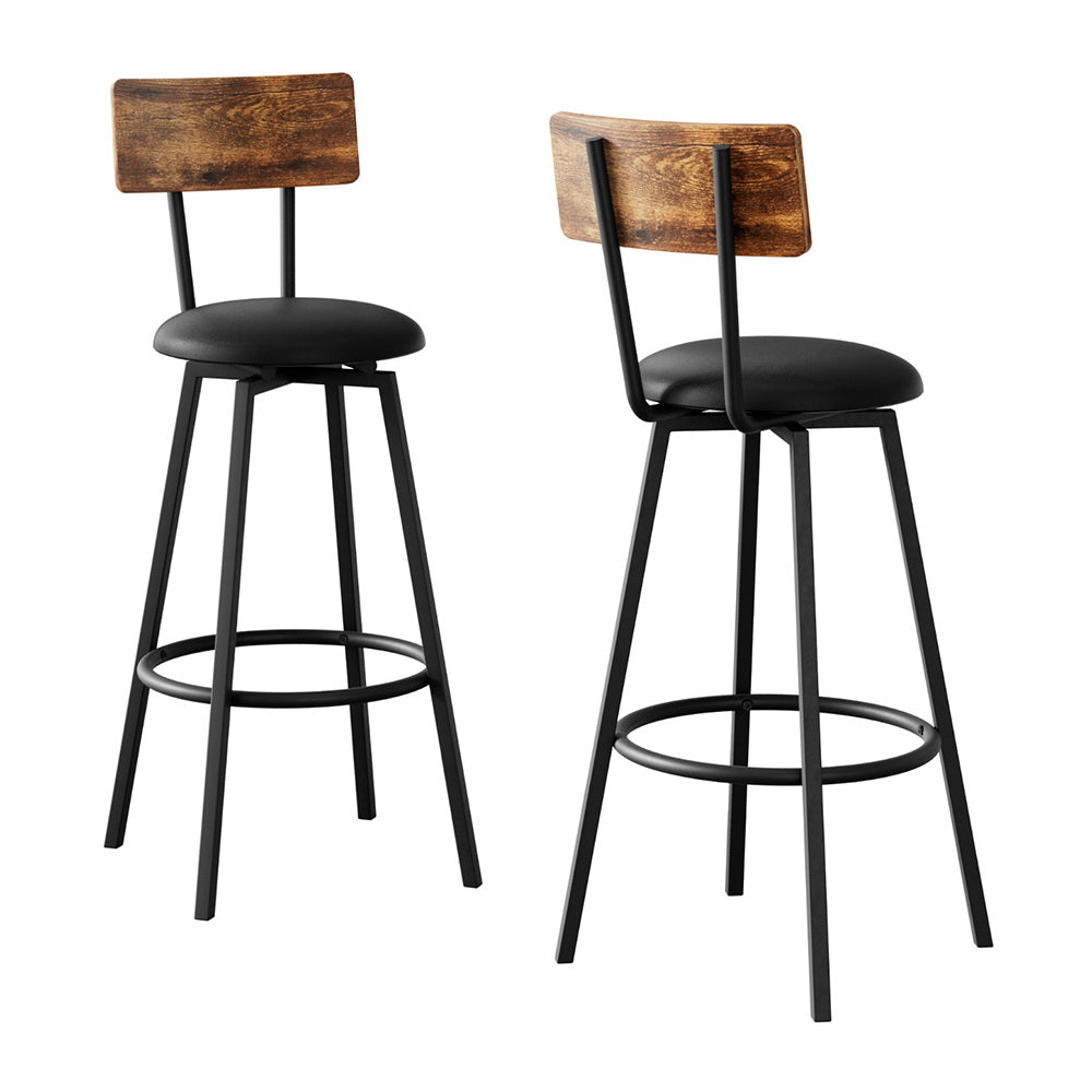 Artiss 2X Industrial Bar Stools Upholstered Counter Chairs Steel Frame Anti-Scratch-Furniture > Bar Stools &amp; Chairs > Table &amp; Bar Stools-PEROZ Accessories