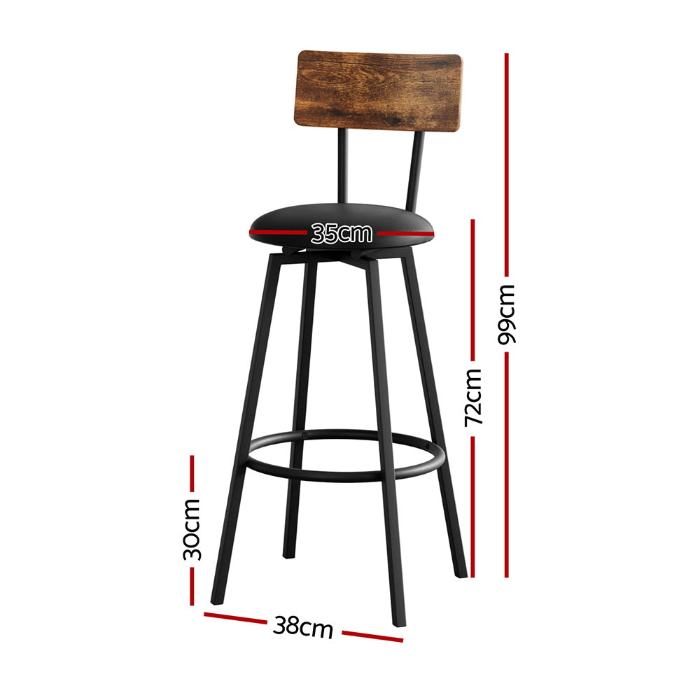 Artiss 2X Industrial Bar Stools Upholstered Counter Chairs Steel Frame Anti-Scratch-Furniture > Bar Stools &amp; Chairs > Table &amp; Bar Stools-PEROZ Accessories