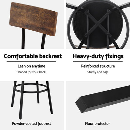 Artiss 2X Industrial Bar Stools Upholstered Counter Chairs Steel Frame Anti-Scratch-Furniture > Bar Stools &amp; Chairs > Table &amp; Bar Stools-PEROZ Accessories