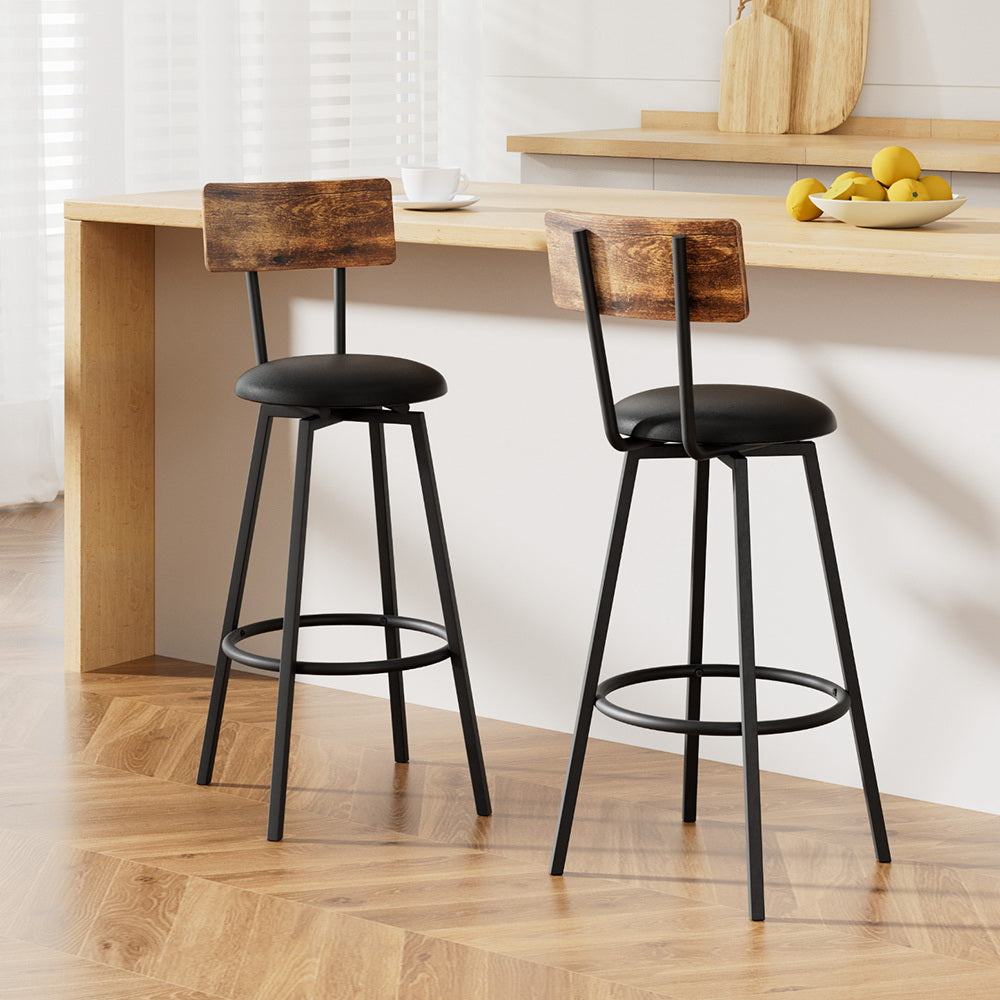 Artiss 2X Industrial Bar Stools Upholstered Counter Chairs Steel Frame Anti-Scratch-Furniture > Bar Stools &amp; Chairs > Table &amp; Bar Stools-PEROZ Accessories