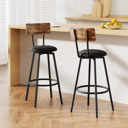 Artiss 2X Industrial Bar Stools Upholstered Counter Chairs Steel Frame Anti-Scratch-Furniture > Bar Stools &amp; Chairs > Table &amp; Bar Stools-PEROZ Accessories