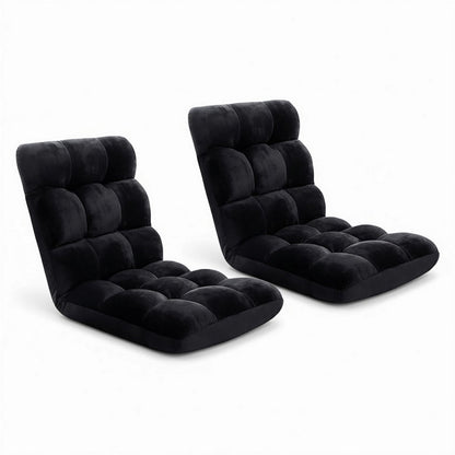 Artiss 2X Lounge Sofa Bed Flannel Fabric Black-Furniture > Bar Stools &amp; Chairs > Arm Chairs &amp; Recliners-PEROZ Accessories