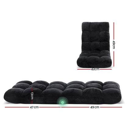 Artiss 2X Lounge Sofa Bed Flannel Fabric Black-Furniture > Bar Stools &amp; Chairs > Arm Chairs &amp; Recliners-PEROZ Accessories