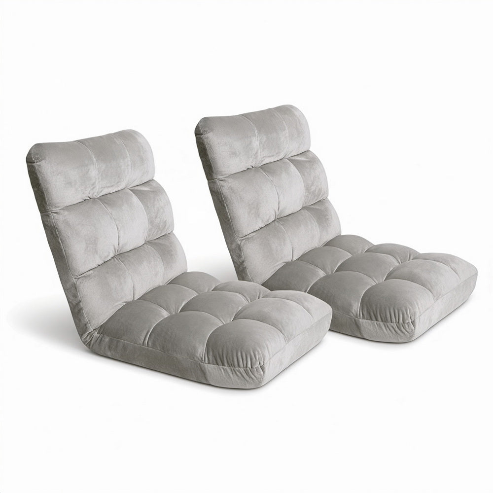 Artiss 2X Lounge Sofa Bed Flannel Fabric Grey-Furniture > Bar Stools &amp; Chairs > Arm Chairs &amp; Recliners-PEROZ Accessories