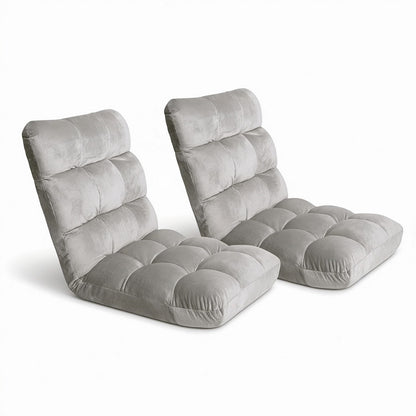 Artiss 2X Lounge Sofa Bed Flannel Fabric Grey-Furniture > Bar Stools &amp; Chairs > Arm Chairs &amp; Recliners-PEROZ Accessories