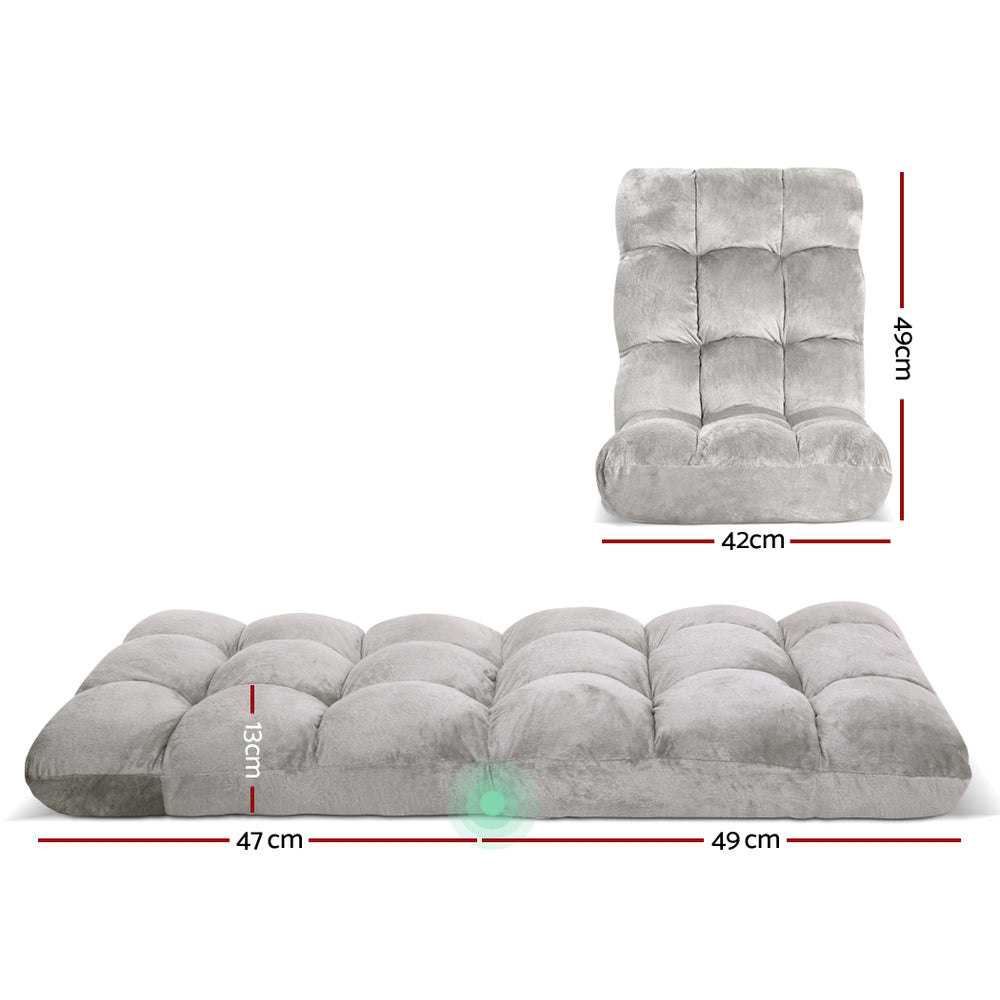 Artiss 2X Lounge Sofa Bed Flannel Fabric Grey-Furniture > Bar Stools &amp; Chairs > Arm Chairs &amp; Recliners-PEROZ Accessories