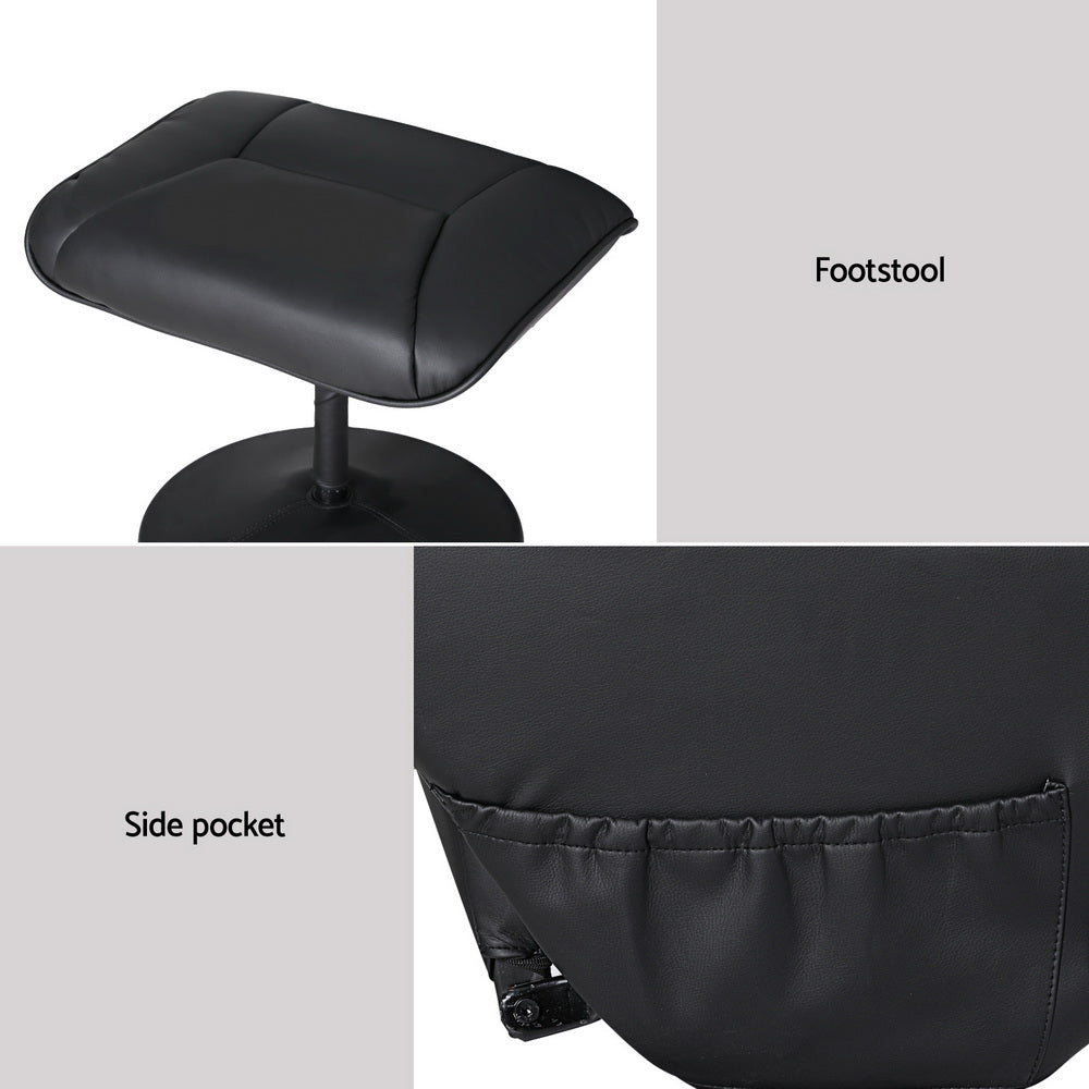 Artiss 2X Recliner Chair Ottoman Heated Massage Black-Furniture > Bar Stools &amp; Chairs > Arm Chairs &amp; Recliners-PEROZ Accessories
