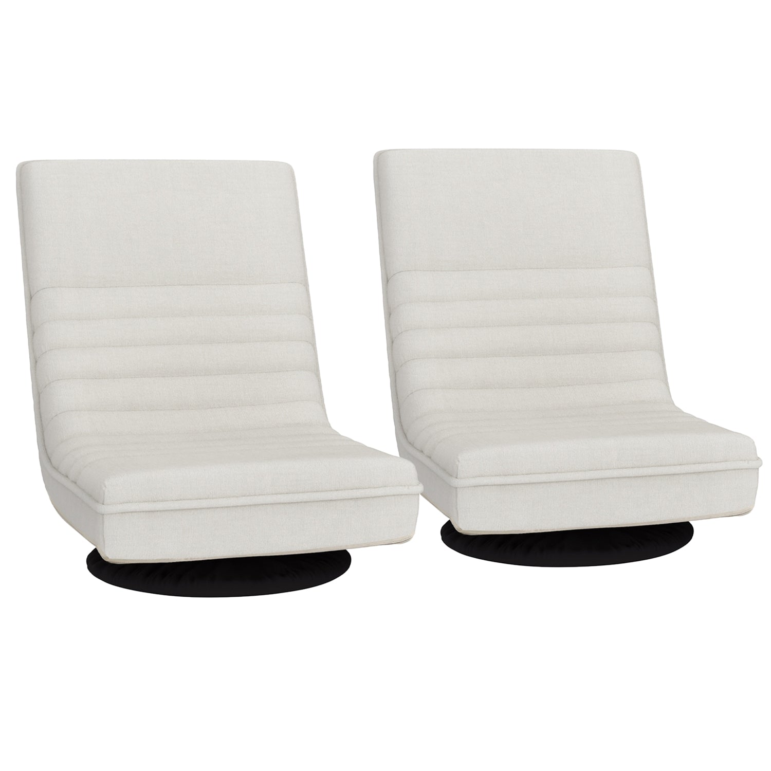 Artiss 2XFloor Chair Lounge Sofa Swivel Foldable Linen White-Furniture > Bar Stools &amp; Chairs > Arm Chairs &amp; Recliners-PEROZ Accessories
