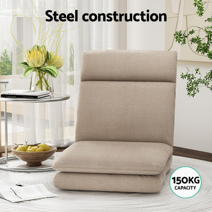 Artiss 2XFloor Chair Sofa Linen Beige-Furniture > Bar Stools &amp; Chairs > Arm Chairs &amp; Recliners-PEROZ Accessories