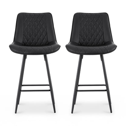 Artiss 2x Bar Stools Kitchen Dining Chair Counter Stool Diamond PU Leather Black-Furniture > Bar Stools &amp; Chairs > Table &amp; Bar Stools-PEROZ Accessories